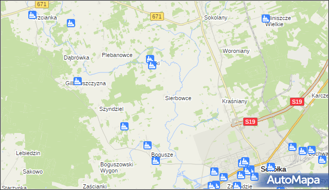 mapa Sierbowce, Sierbowce na mapie Targeo