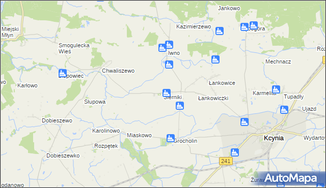 mapa Sierniki gmina Kcynia, Sierniki gmina Kcynia na mapie Targeo