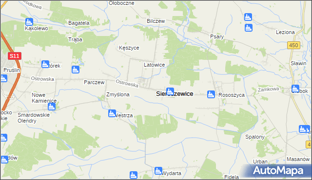 mapa Sieroszewice, Sieroszewice na mapie Targeo