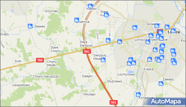 mapa Sierzputy Młode, Sierzputy Młode na mapie Targeo