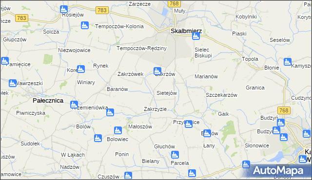 mapa Sietejów, Sietejów na mapie Targeo