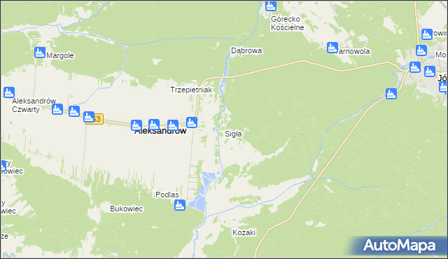 mapa Sigła gmina Aleksandrów, Sigła gmina Aleksandrów na mapie Targeo
