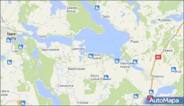 mapa Sikory Juskie, Sikory Juskie na mapie Targeo