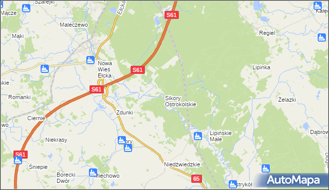 mapa Sikory Ostrokolskie, Sikory Ostrokolskie na mapie Targeo