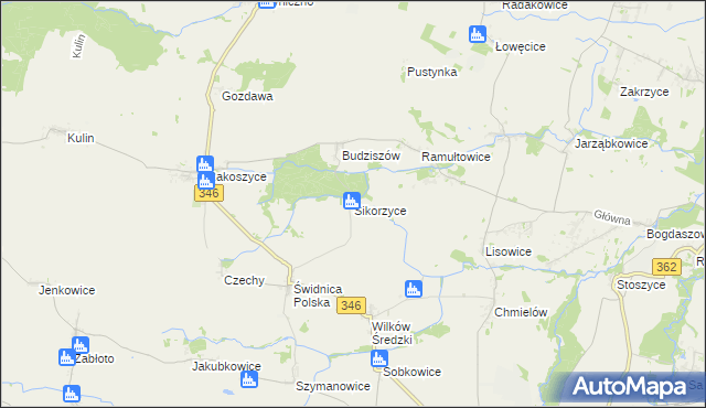 mapa Sikorzyce gmina Kostomłoty, Sikorzyce gmina Kostomłoty na mapie Targeo