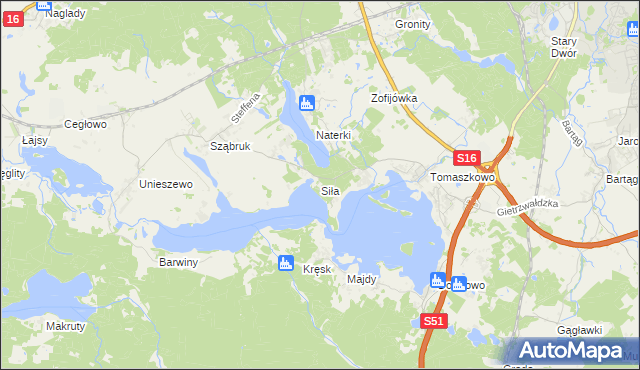 mapa Siła, Siła na mapie Targeo