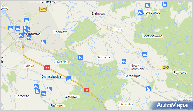 mapa Sińczyca, Sińczyca na mapie Targeo