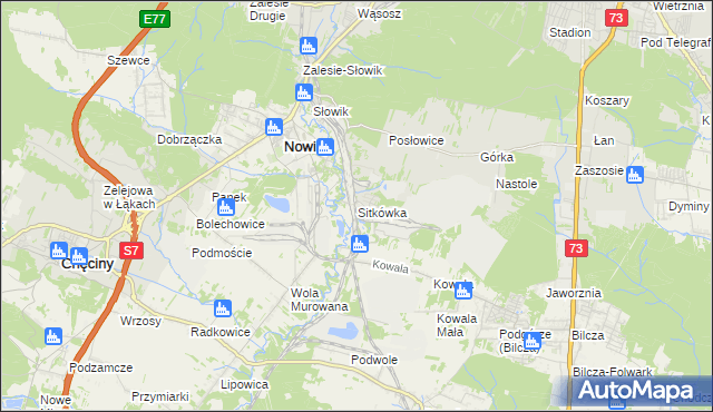 mapa Sitkówka, Sitkówka na mapie Targeo