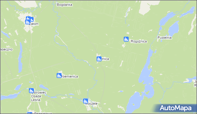 mapa Sitnica gmina Dobiegniew, Sitnica gmina Dobiegniew na mapie Targeo