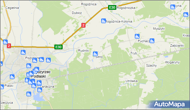 mapa Sitno gmina Międzyrzec Podlaski, Sitno gmina Międzyrzec Podlaski na mapie Targeo