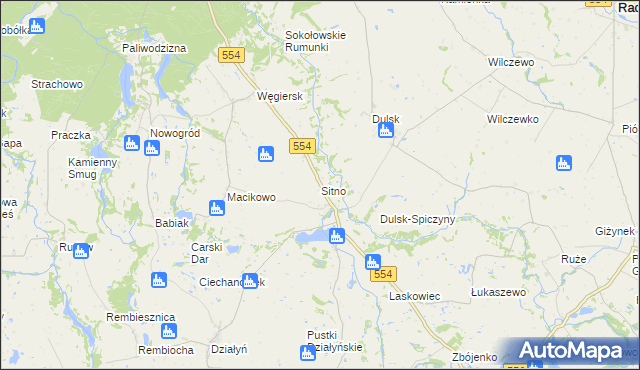 mapa Sitno gmina Zbójno, Sitno gmina Zbójno na mapie Targeo