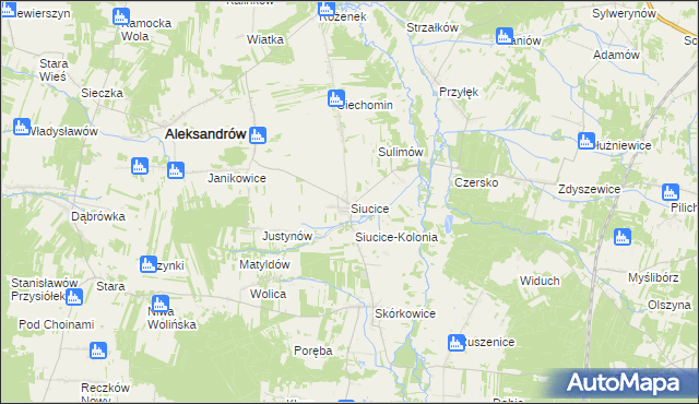 mapa Siucice, Siucice na mapie Targeo