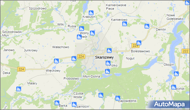 mapa Skarszewy powiat starogardzki, Skarszewy powiat starogardzki na mapie Targeo