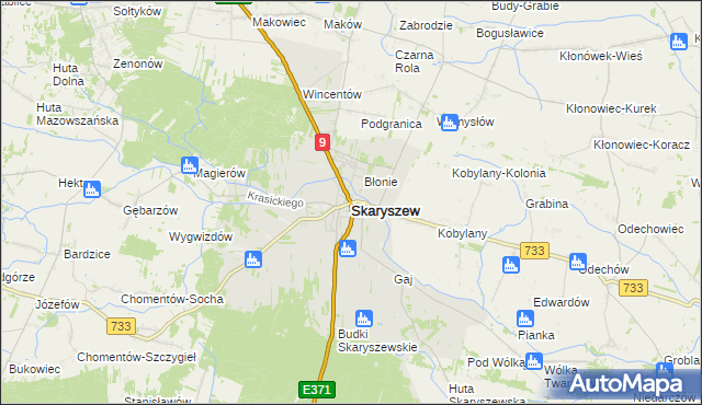 mapa Skaryszew, Skaryszew na mapie Targeo
