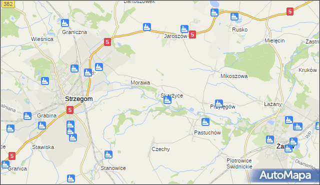 mapa Skarżyce gmina Strzegom, Skarżyce gmina Strzegom na mapie Targeo