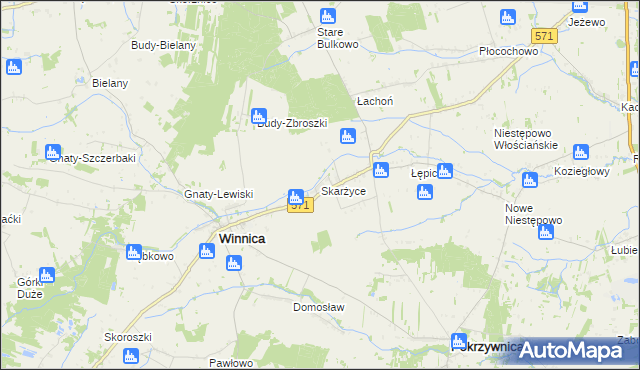 mapa Skarżyce gmina Winnica, Skarżyce gmina Winnica na mapie Targeo