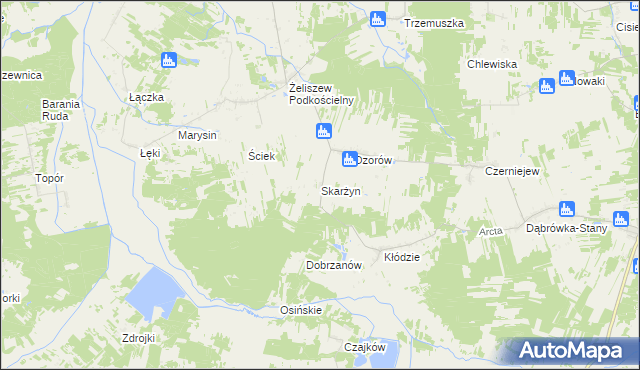 mapa Skarżyn gmina Skórzec, Skarżyn gmina Skórzec na mapie Targeo