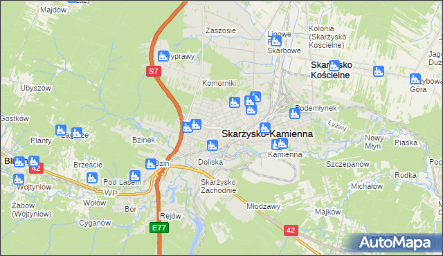 mapa Skarżysko-Kamienna, Skarżysko-Kamienna na mapie Targeo