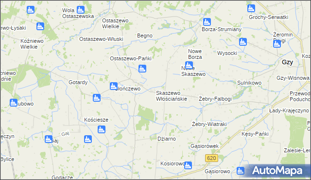 mapa Skaszewo Włościańskie, Skaszewo Włościańskie na mapie Targeo