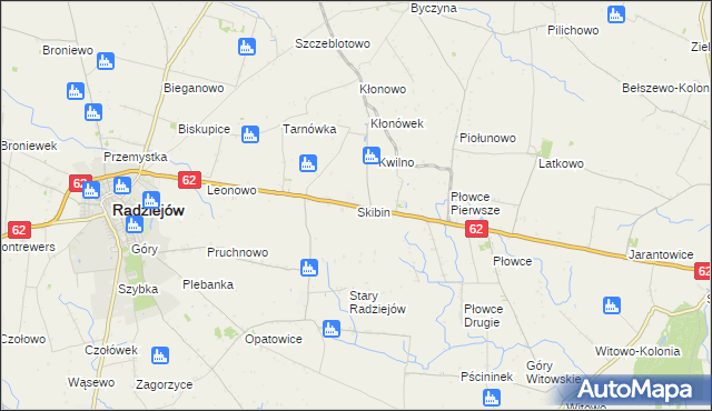 mapa Skibin gmina Radziejów, Skibin gmina Radziejów na mapie Targeo