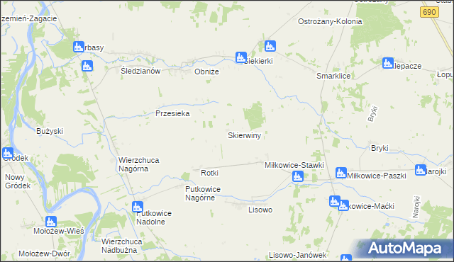 mapa Skierwiny, Skierwiny na mapie Targeo