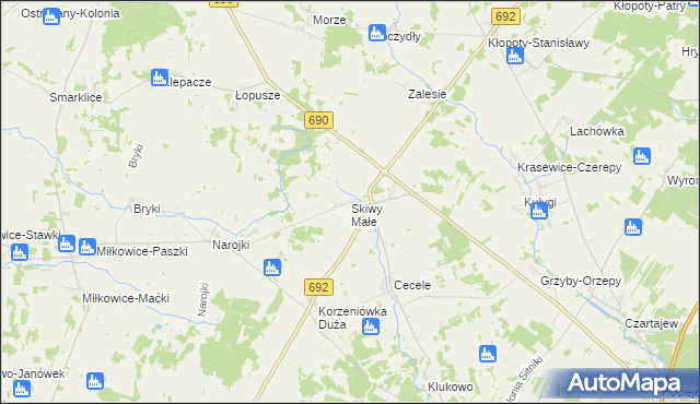 mapa Skiwy Małe, Skiwy Małe na mapie Targeo