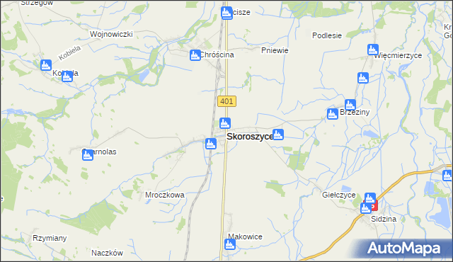 mapa Skoroszyce, Skoroszyce na mapie Targeo