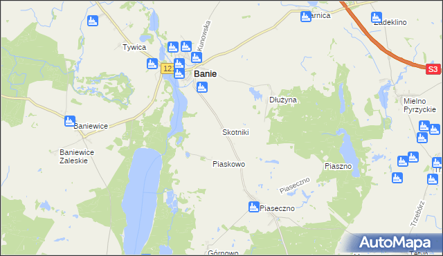 mapa Skotniki gmina Banie, Skotniki gmina Banie na mapie Targeo