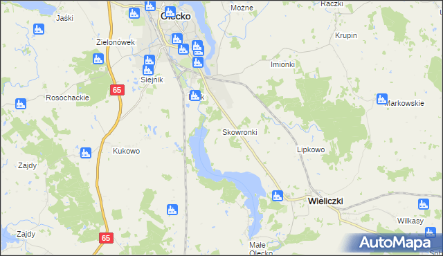 mapa Skowronki gmina Olecko, Skowronki gmina Olecko na mapie Targeo