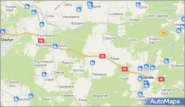 mapa Skowronów gmina Janów, Skowronów gmina Janów na mapie Targeo