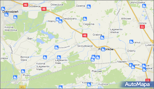 mapa Skrzydłowice, Skrzydłowice na mapie Targeo