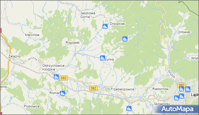 mapa Skrzynka gmina Lądek-Zdrój, Skrzynka gmina Lądek-Zdrój na mapie Targeo