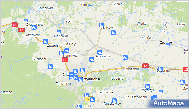 mapa Skrzyńsko, Skrzyńsko na mapie Targeo