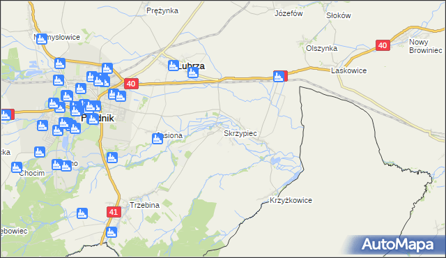 mapa Skrzypiec gmina Lubrza, Skrzypiec gmina Lubrza na mapie Targeo