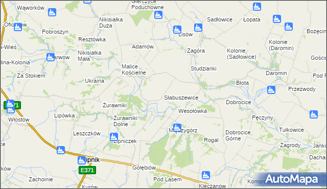 mapa Słabuszewice, Słabuszewice na mapie Targeo