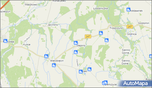 mapa Słajsino, Słajsino na mapie Targeo