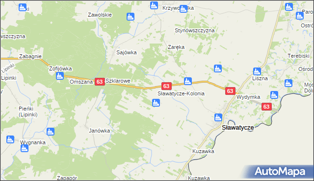 mapa Sławatycze-Kolonia, Sławatycze-Kolonia na mapie Targeo