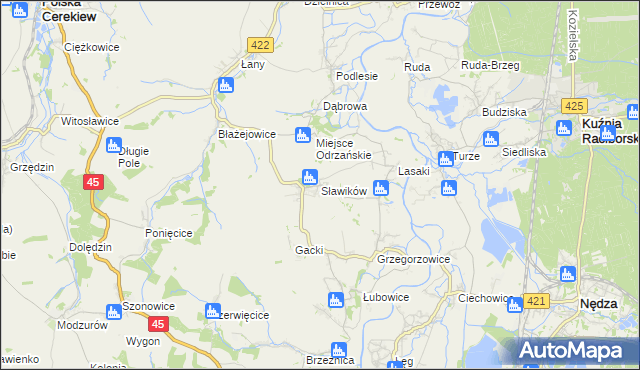 mapa Sławików, Sławików na mapie Targeo