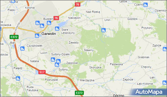 mapa Sławiny, Sławiny na mapie Targeo