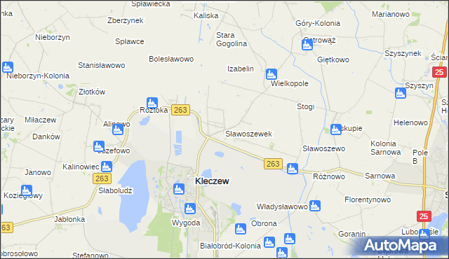 mapa Sławoszewek, Sławoszewek na mapie Targeo