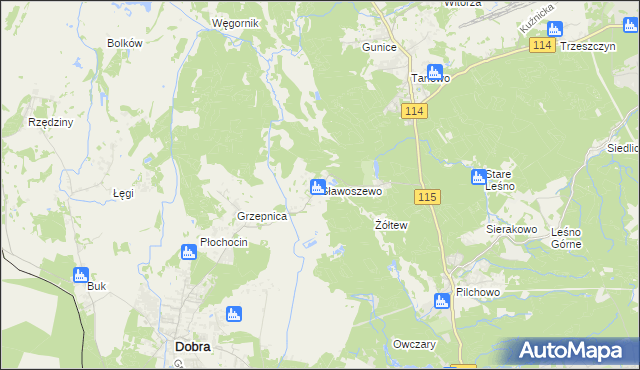 mapa Sławoszewo gmina Dobra (Szczecińska), Sławoszewo gmina Dobra (Szczecińska) na mapie Targeo