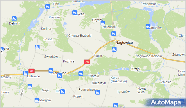 mapa Ślęcin, Ślęcin na mapie Targeo