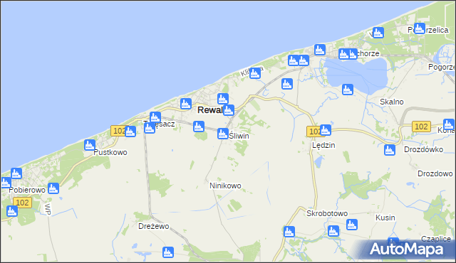 mapa Śliwin, Śliwin na mapie Targeo