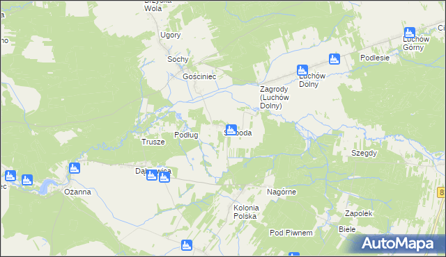 mapa Słoboda gmina Kuryłówka, Słoboda gmina Kuryłówka na mapie Targeo