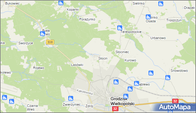 mapa Słocin, Słocin na mapie Targeo