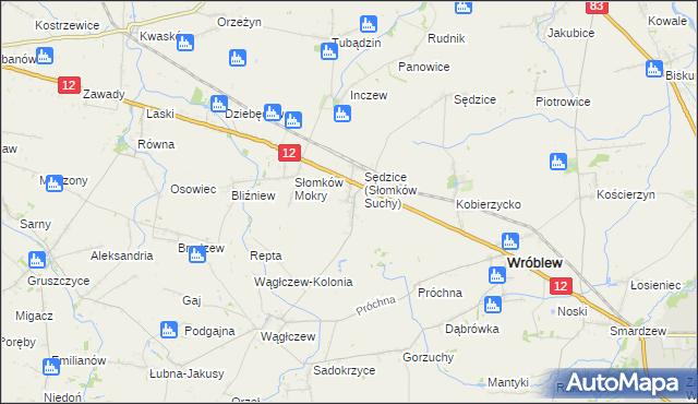 mapa Słomków Suchy, Słomków Suchy na mapie Targeo