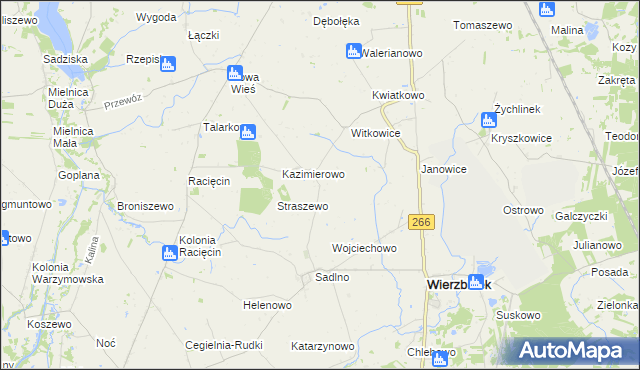 mapa Słomkowo gmina Wierzbinek, Słomkowo gmina Wierzbinek na mapie Targeo