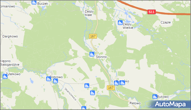 mapa Słonino, Słonino na mapie Targeo