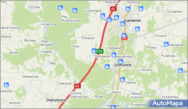 mapa Słostowice, Słostowice na mapie Targeo