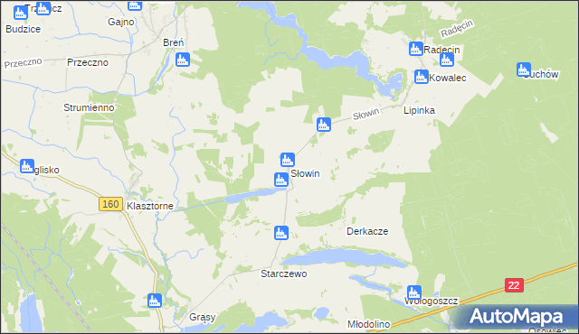 mapa Słowin, Słowin na mapie Targeo